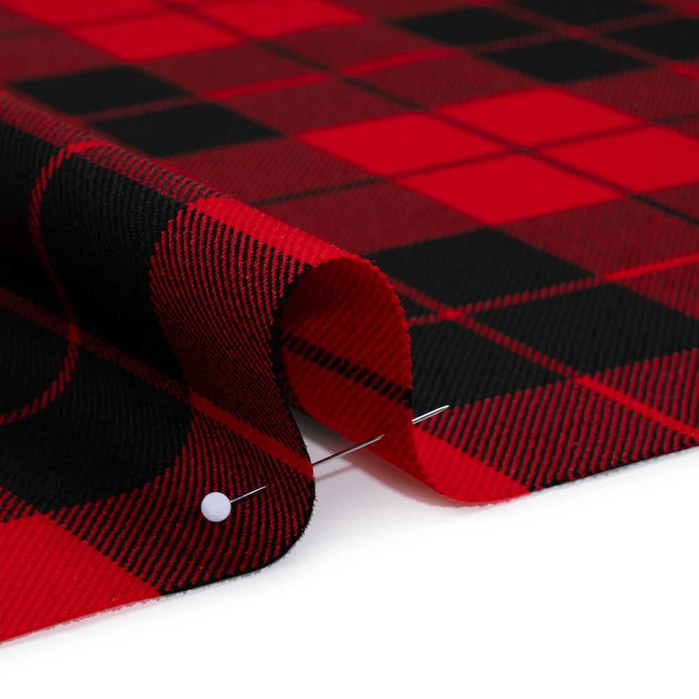 Virgin Wool Twill Made in Italy - Red and Black Classic Plaid