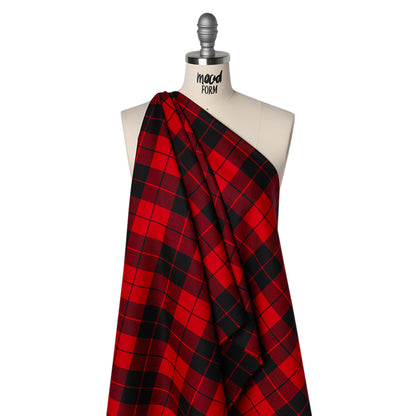 Virgin Wool Twill Made in Italy - Red and Black Classic Plaid