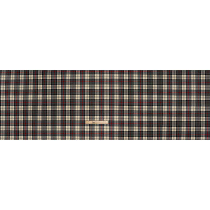 Virgin Wool Twill Made in Italy - Cream, Charcoal and Red Plaid