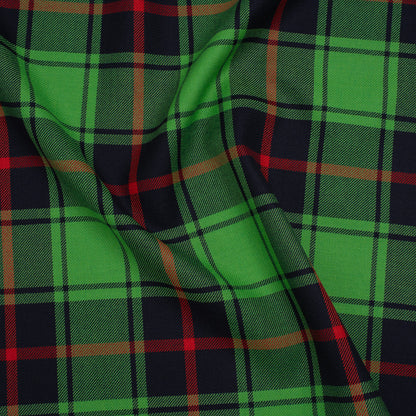Virgin Wool Twill Made in Italy - Lime Green, Black and Red Plaid