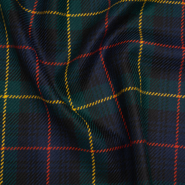 Heavy Virgin Wool Twill Made in Italy - Dark Green, Red and Yellow Plaid