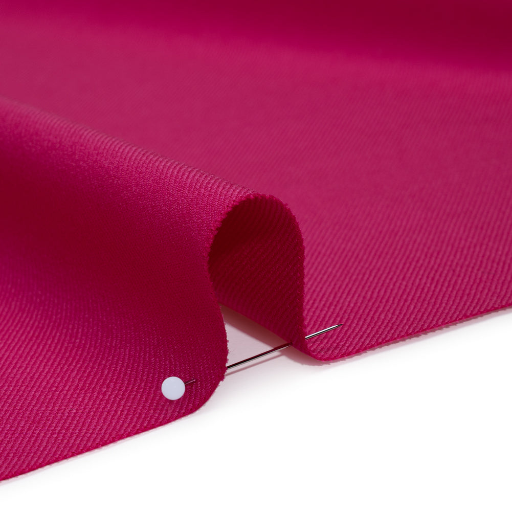 Virgin Merino Wool Twill Suiting Made in Italy - Cyclamen Pink