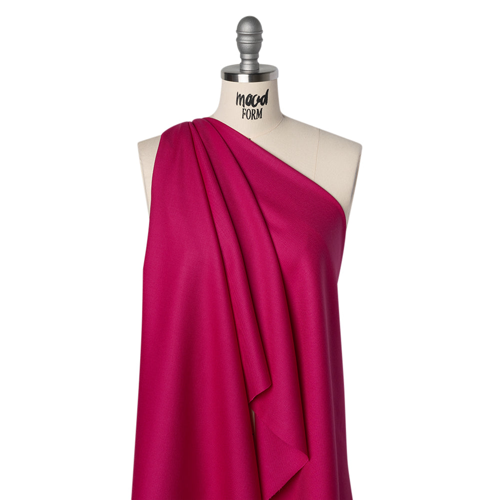 Virgin Merino Wool Twill Suiting Made in Italy - Cyclamen Pink