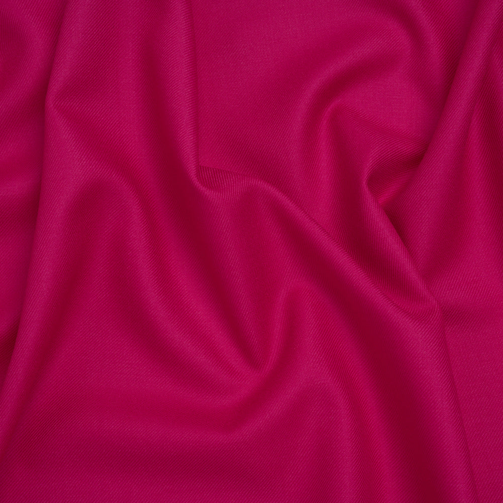 Virgin Merino Wool Twill Suiting Made in Italy - Cyclamen Pink