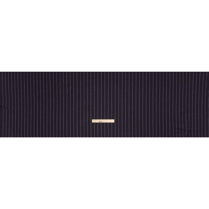 Stretch Virgin Wool Twill Suiting Made in Italy - Plum Purple and White Chalk Stripes