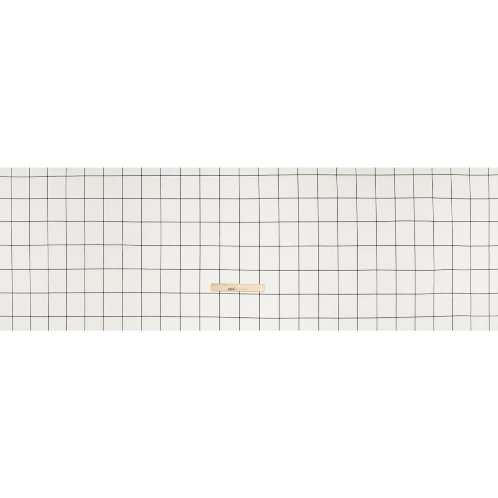 Blended Super 120 Virgin Wool Twill Made in Italy - Cream and Black Windowpane Check