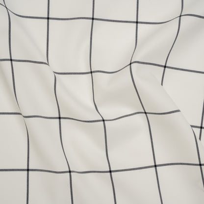 Blended Super 120 Virgin Wool Twill Made in Italy - Cream and Black Windowpane Check
