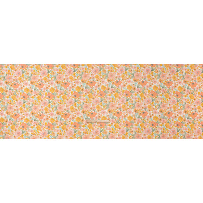 Lightweight Linen Woven Print - Peachy Pink, Yellow and Sage Green Watercolor Florals