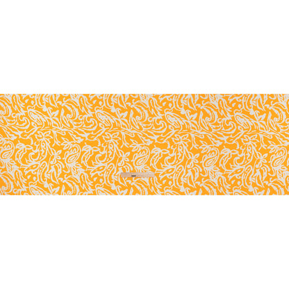 Medium Weight Linen Woven Print - Sun Yellow and White Rustic Floral and Paisley