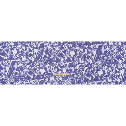 Medium Weight Linen Woven Print - Country Blue and White Abstract Blocks and Spots