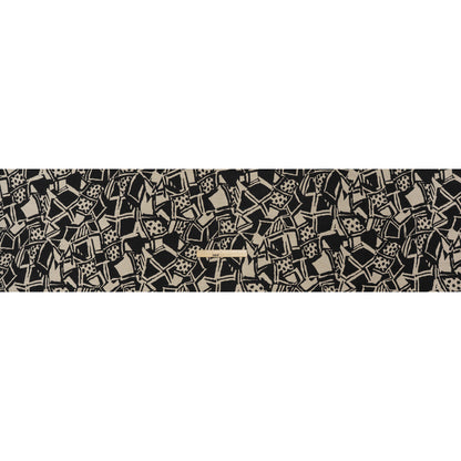 Heavyweight Linen Woven Print - Black and Oatmeal Abstract Blocks and Spots