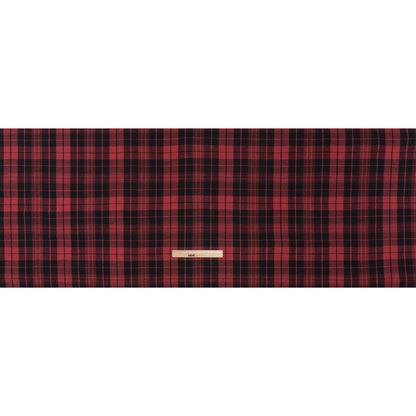 Lightweight Linen Woven - Cranberry Red and Black Plaid