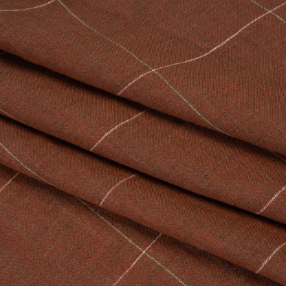Lightweight Linen Woven - Brown, White and Sage Green Windowpane Check