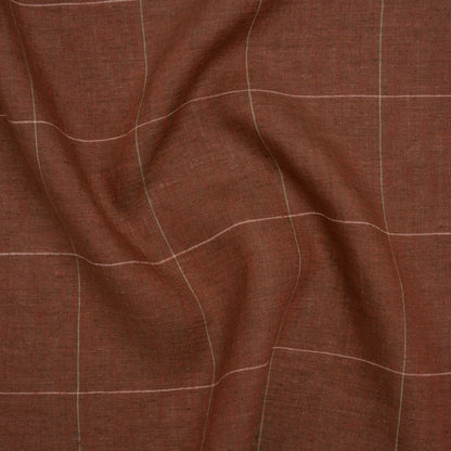 Lightweight Linen Woven - Brown, White and Sage Green Windowpane Check