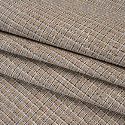 Heavyweight Linen Woven - Beige, Brown and White Shadow Windowpane Check