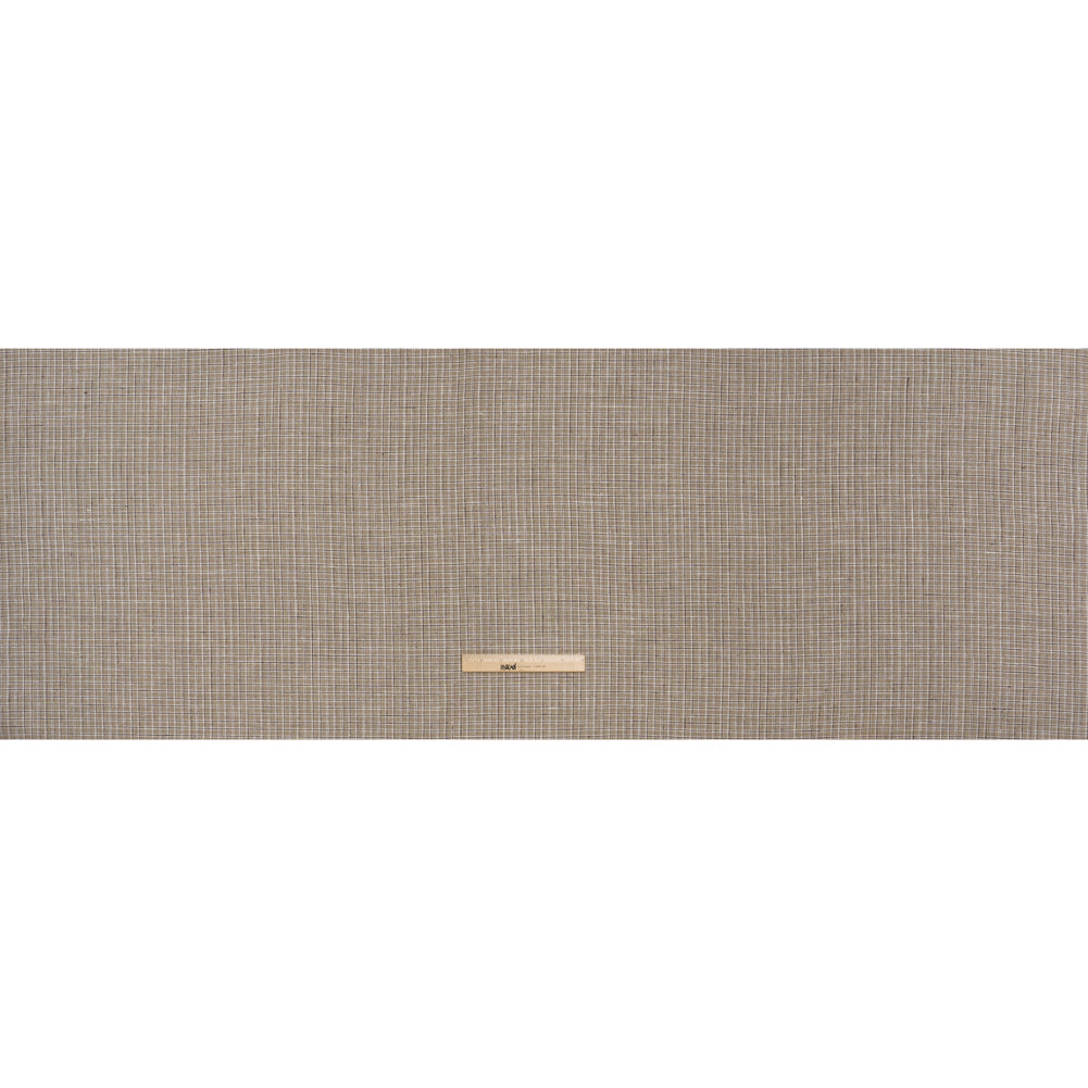 Heavyweight Linen Woven - Beige, Brown and White Shadow Windowpane Check