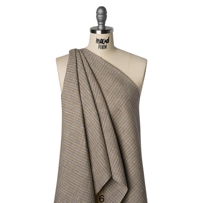 Heavyweight Linen Woven - Beige, Brown and White Shadow Windowpane Check