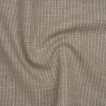 Heavyweight Linen Woven - Beige, Brown and White Shadow Windowpane Check