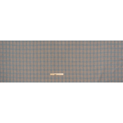 Medium Weight Linen Woven - Muted Blue, Taupe and Black Plaid