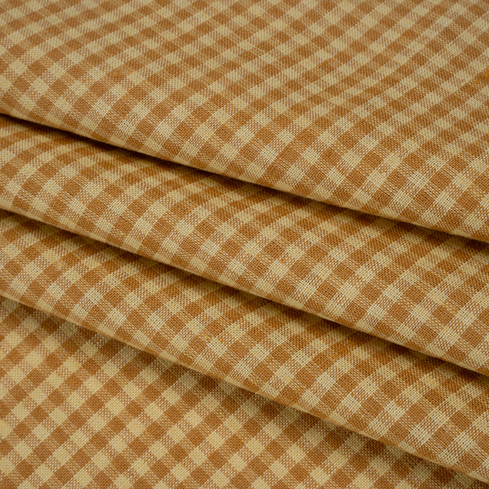 Medium Weight Linen Woven - Yellow Ochre and Banana Gingham Check