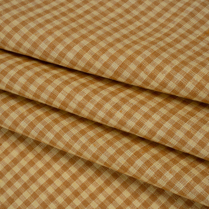 Medium Weight Linen Woven - Yellow Ochre and Banana Gingham Check