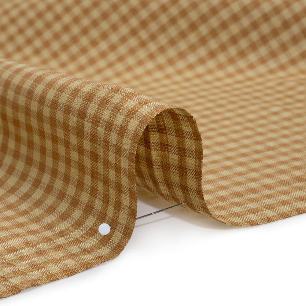 Medium Weight Linen Woven - Yellow Ochre and Banana Gingham Check