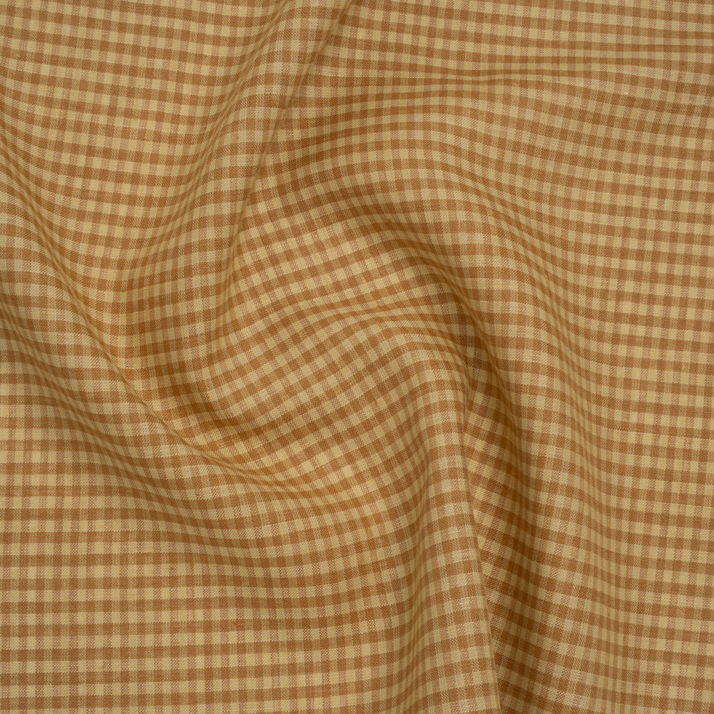 Medium Weight Linen Woven - Yellow Ochre and Banana Gingham Check