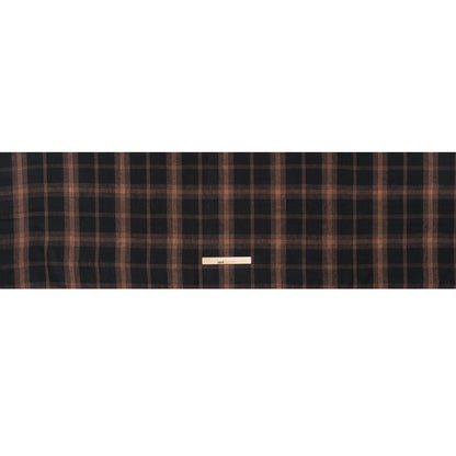 Lightweight Linen Woven - Black and Brown Plaid