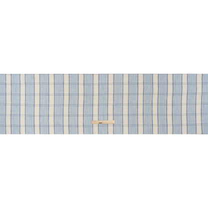 Lightweight Linen Dobby - Light Blue and Cream Plaid with Basketweave Details