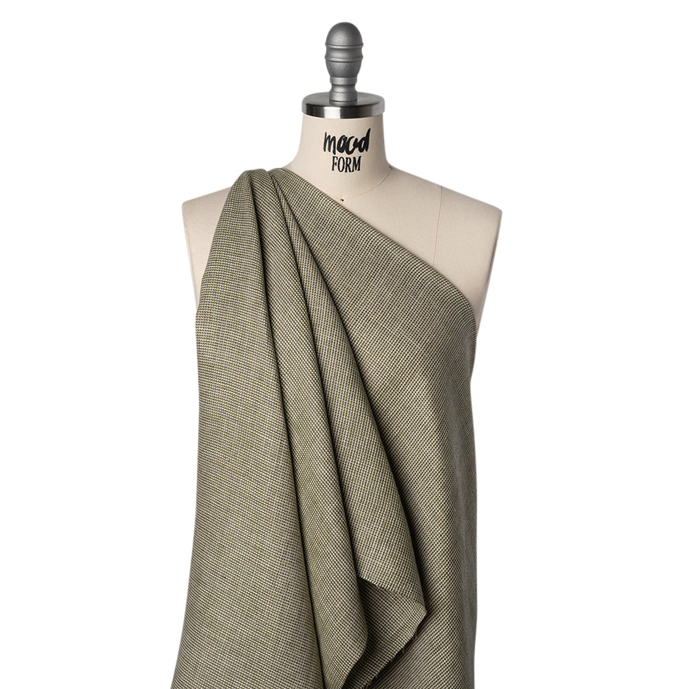 Linen Twill - Beige, Grass Green and White Stripes
