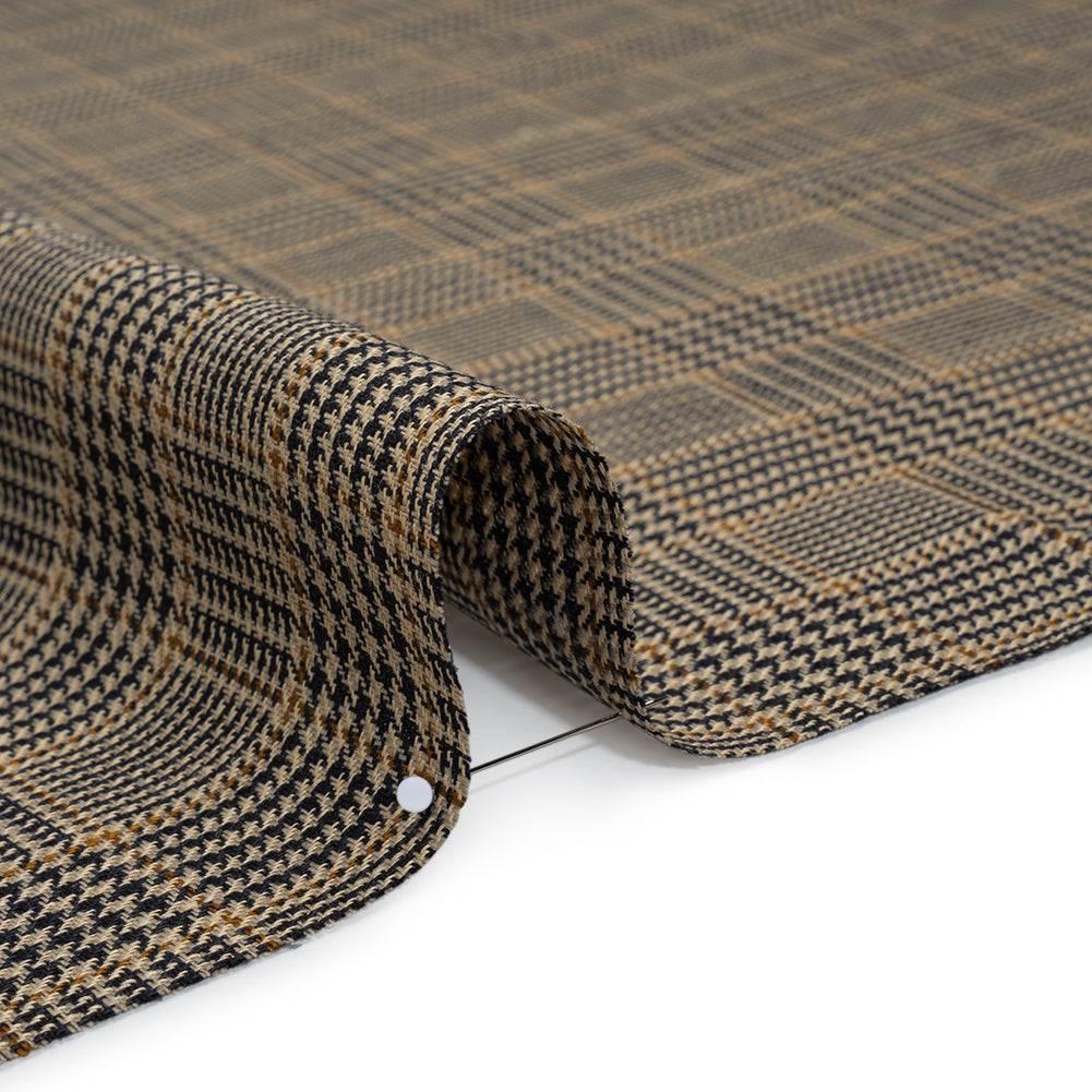 Linen Twill - Black, Beige and Tan Glen Plaid