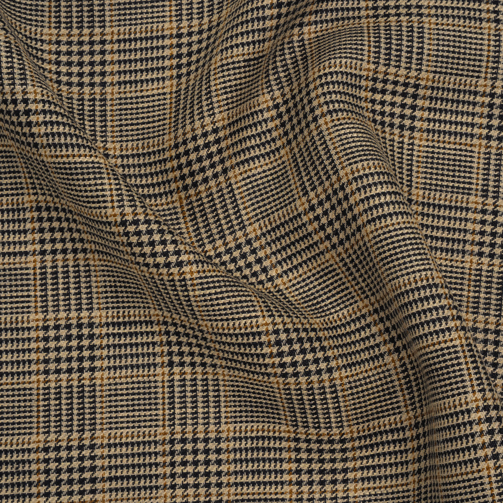 Linen Twill - Black, Beige and Tan Glen Plaid