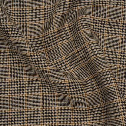 Linen Twill - Black, Beige and Tan Glen Plaid