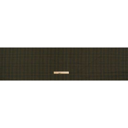 Medium Weight Linen Woven - Olive, Evergreen and Black Plaid