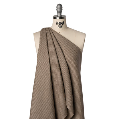 Medium Weight Linen Woven - Tan and Oatmeal Candy Stripes