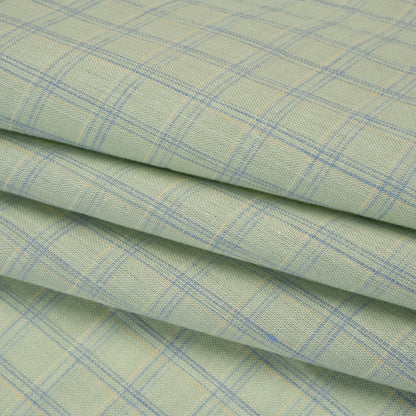 Lightweight Linen Woven - Mint Green, Sky Blue and Pale Yellow Plaid