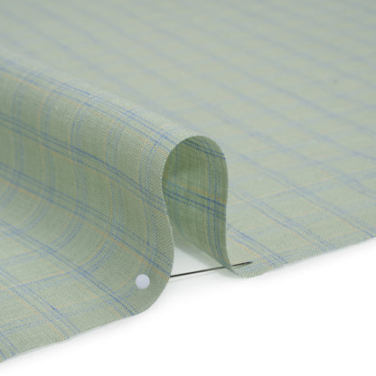 Lightweight Linen Woven - Mint Green, Sky Blue and Pale Yellow Plaid