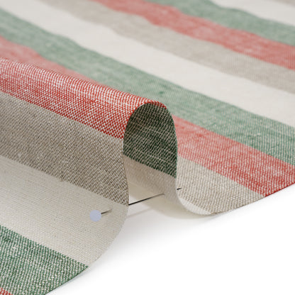 Heavyweight Linen Woven - Red, Green and White Awning Stripes Detail