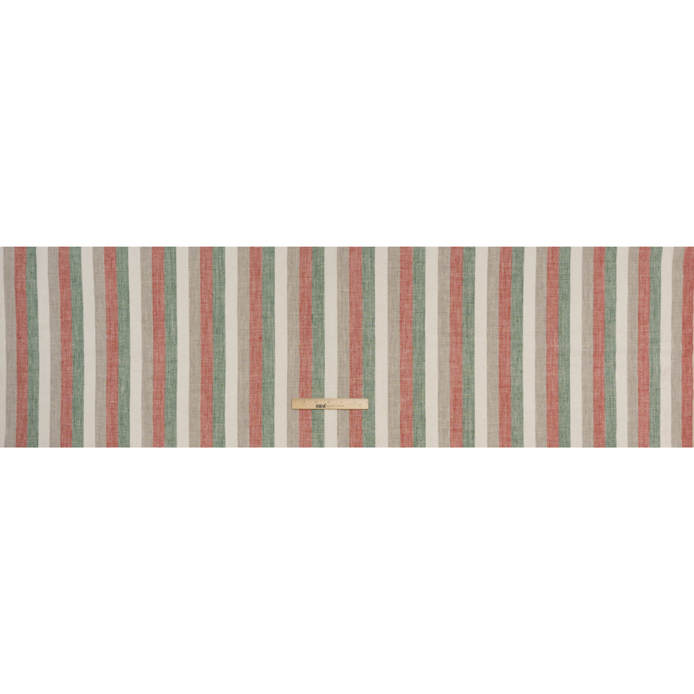 Heavyweight Linen Woven - Red, Green and White Awning Stripes - Full