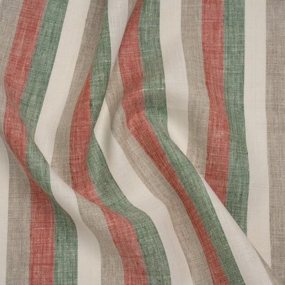Heavyweight Linen Woven - Red, Green and White Awning Stripes