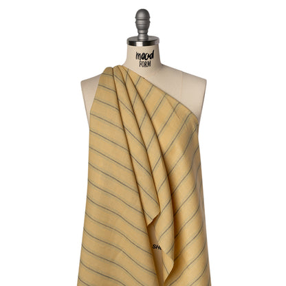 Medium Weight Linen Woven - Soft Yellow, Sage and Basil Green Stripes Drape