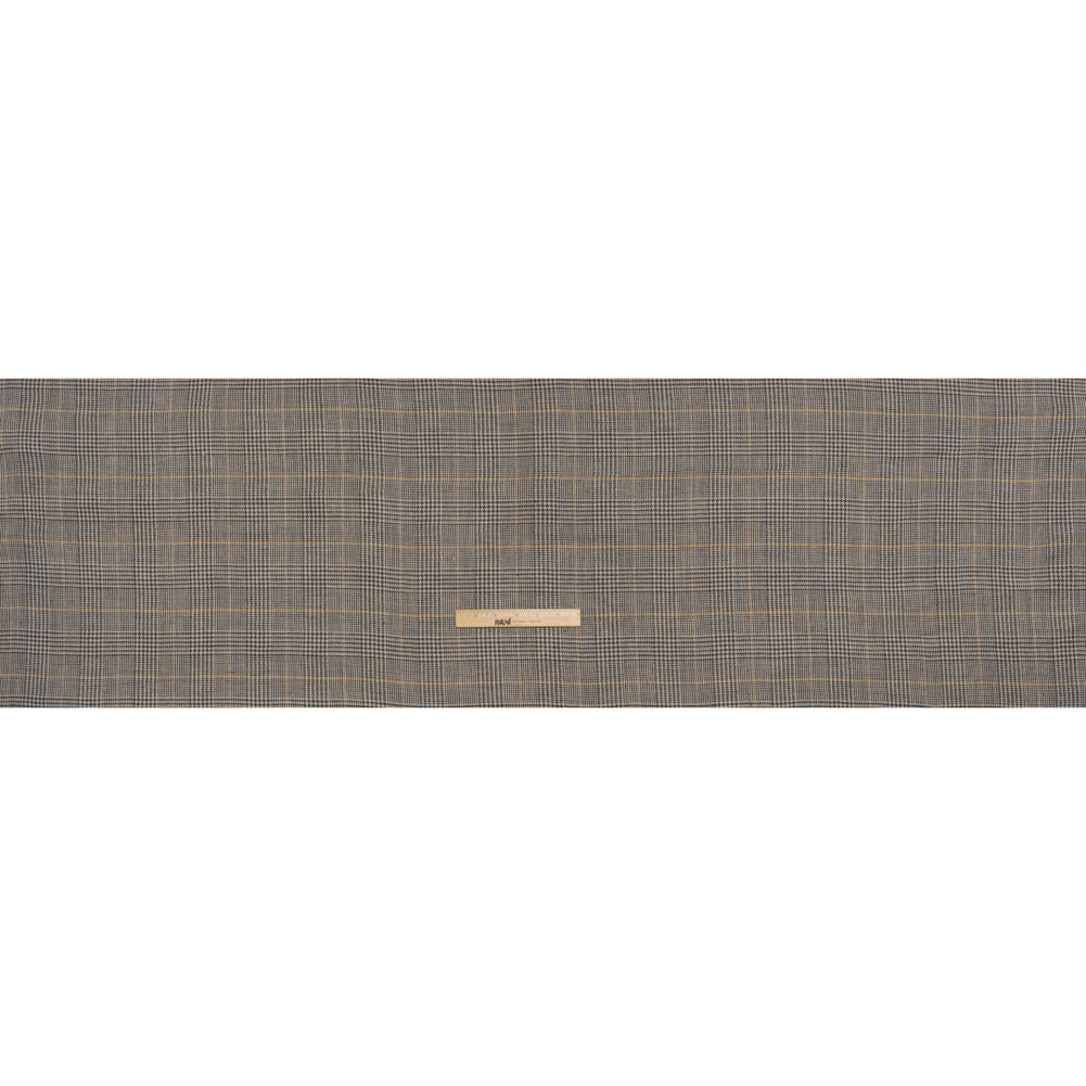 Linen Twill - Dark Olive, Pale Blue and Yellow Ochre Glen Plaid - Full