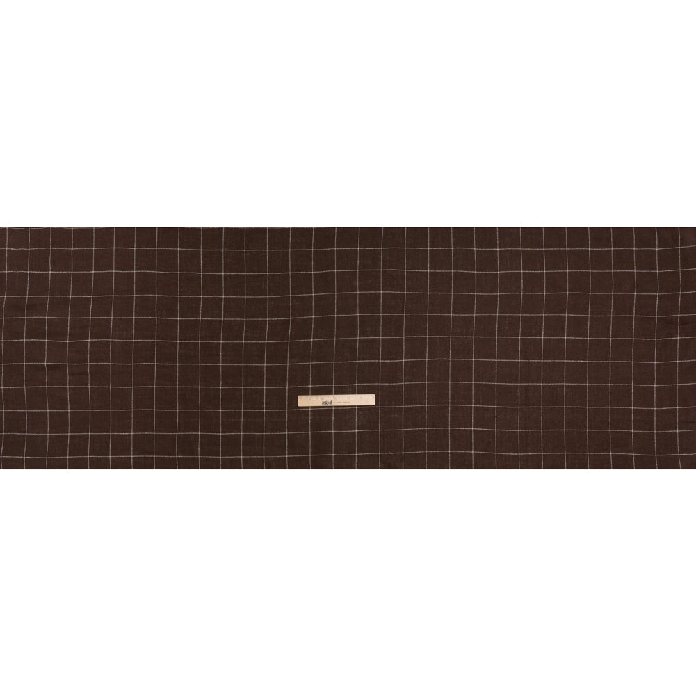 Linen Twill - Chocolate Brown and White Windowpane Check - Full