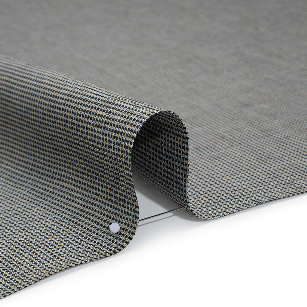 Linen Twill - Blue, Brown and Green Mottled Detail