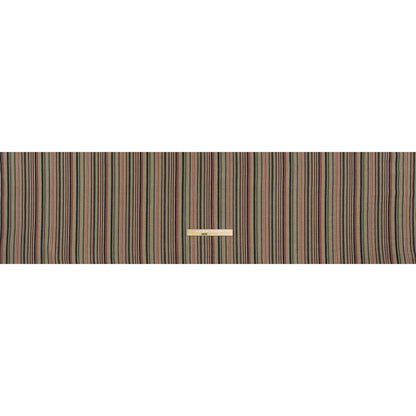 Medium Weight Linen Woven Print - Red, Green and Black Barcode Stripes on Oatmeal - Full