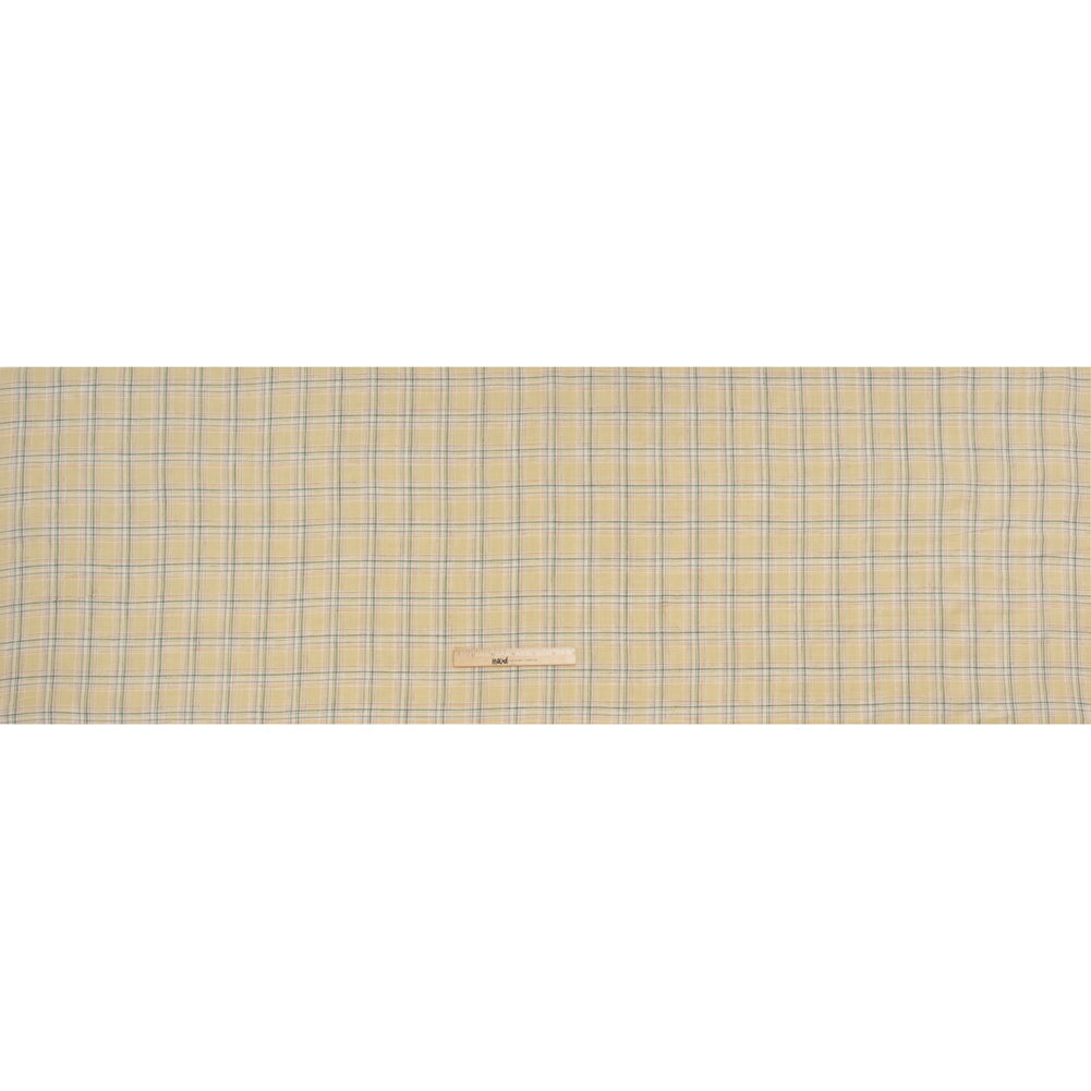 Lightweight Linen Woven - Yellow Beige, Basil Green and Orange Plaid - Full