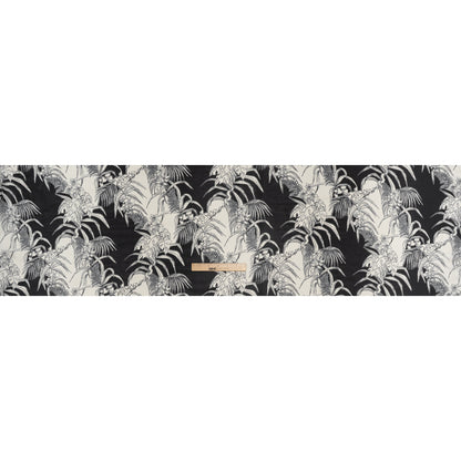 Viscose Georgette Print - Black and Light Cream Amazon Floral Foliage - Designer Deadstock