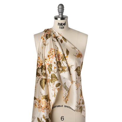 Silk Charmeuse Print by The Reformation - Champagne Cream, Light Dusty Golden Yellow, Blush Pink Floral - Deadstock
