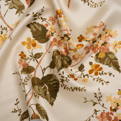 Silk Charmeuse Print by The Reformation - Champagne Cream, Light Dusty Golden Yellow, Blush Pink Floral - Deadstock