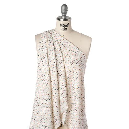Sustainable Viscose Crepe Print - Rainbow Painterly Confetti Dots - Designer Deadstock